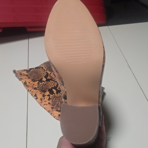 Steve Madden Tan Snake Print Heeled Boots - Picture 7 of 7
